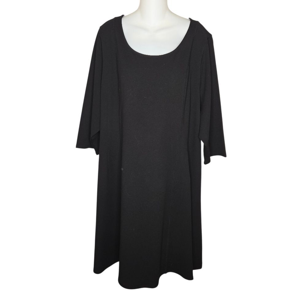 Avenue Plus Size Black A-line Elbow Sleeve Modest Dress Size 26/28 Lbd
